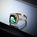 Ganquya Green Simulated Emerald Yellow Gold Plated Rings for Women,Fashion Cubic Zirconia CZ Engagement Promise Ring Size 6-10 (US Size 6)