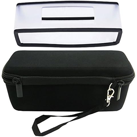 HopCentury Replacement Gel Soft Case Skin Cover and Hard Travel Carrying Case Box for Bose Soundlink Mini Bluetooth Speaker - Black Cover