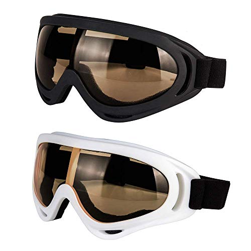 Image of LJDJ Motorcycle Goggles - Glasses Set of 2 - Dirt Bike ATV Motocross Anti-UV Adjustable Riding Offroad Protective Combat Tactical Military Goggles for Men Women Kids Youth Adult