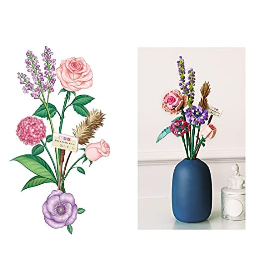 LICI Byggsten, Bukett byggsats, kreativ miniblomma byggstenar, byggsats, 547 kläm-byggstenar blommor, kompatibla med Lego 10280 Creator Expert.(ingen vas)