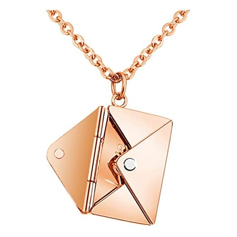 ZJTFGD Love Letter Confession Love You Envelope Necklace,Creative Love Message Locket Pendant Necklace,Personalized Photo Envelope Locket Necklace,Valentine Day Mother Day Jewelry Gift (Rose Gold) Cover