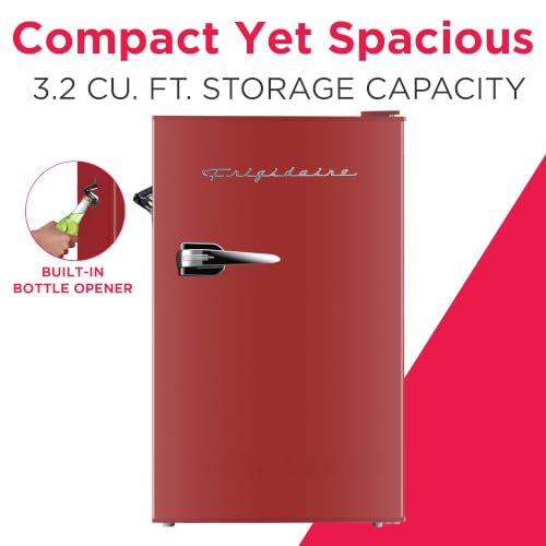 Frigidaire Retro Compact Fridge with Chiller, 3.2 cu ft Countertop Fridge with Built-in Bottle Opener, Compact Refrigerator for Office, Bedroom, Dorm Room or Cabin (Red) - image 2