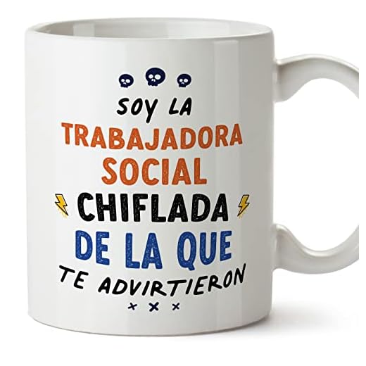 MUGFFINS Tazas para TRABAJADORA SOCIAL mujer - En Español - Todos te advirtieron - 11 oz / 330 ml - Regalo original y divertido
