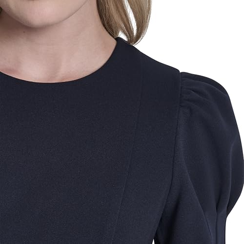 Image of DKNY Women's Short Puff Sleeve Knee Length Sheath Dress with Exposed Back Zipper
