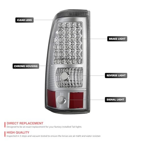 Image of DNA MOTORING TL-CSIL03-LED-CH-CL LED Tail Light Assembly Driver & Passenger Side [Compatible with 03-06 Silverado / 07 Sierra]