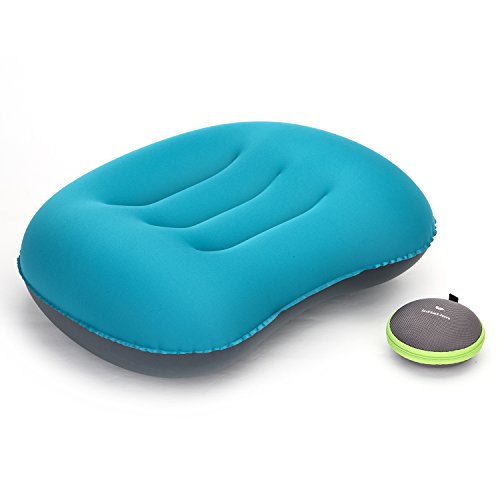 Preisvergleich Produktbild Topnaca® Aufblasbare Reisekissen Camping Kissen leichtes Kopfkissen Nackenkissen mit Tasche ideales Kopfkissen Fuer Reise Outdoor (Blue)