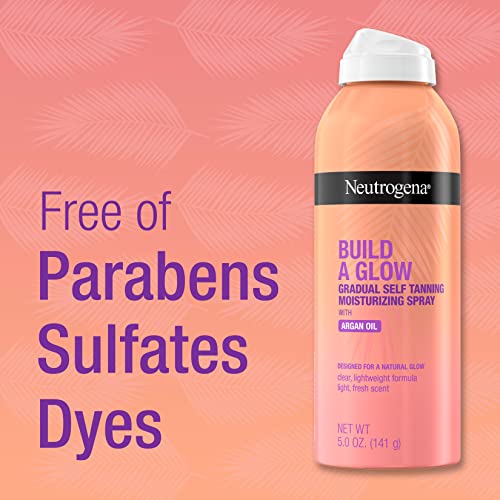 Neutrogena Build-A-Glow Gradual Self-Tanning Moisturizing Spray, With Argan Oil, Designed For Natural Hydrated Glow, Tan, Bronze Tan, 5 Oz #TOP3