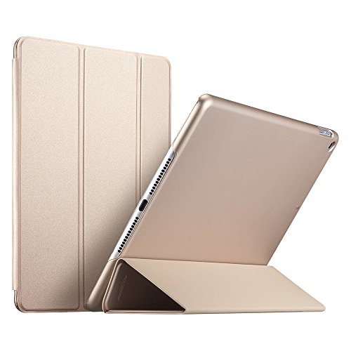 ESR Yippee Premium Trifold Case for iPad 9.7 2018/2017, [Rubber Cover] Slim Fit Leather Smart Case with Rubberized Back Cover and Auto Wake & Sleep for iPad 9.7 2018/2017 (Champagne Gold)
