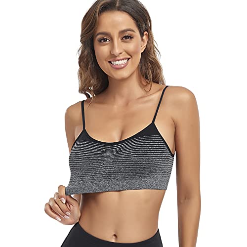 Image of Litthing Bralettes Padded for Women Cami Strap Bra Seamless Sportsbra Wireless Comfort Yoga Lightly T-Shirt Tank Tops