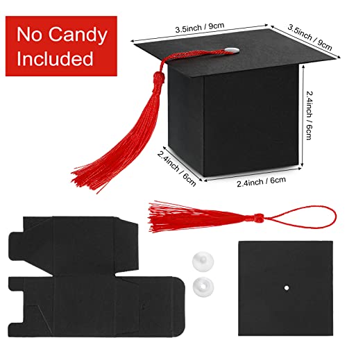 100 Pieces Graduation Candy Boxes Graduation Party Favors Class Of 2023 Graduation Cap Gift Boxes Graduation Centerpieces With Tassel For Graduation Ceremony Party (Red) #TOP5