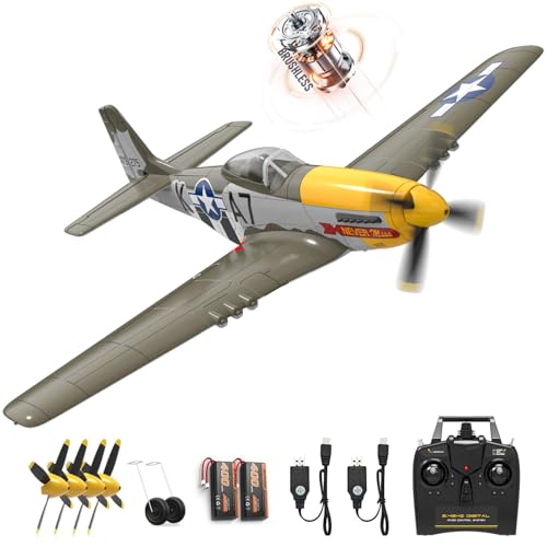 rcxsuv VOLANTEXR Brushless 4 Channel RC Plane - P51 Mustang RC Airplane with 3D Aerobatic & XPilot...