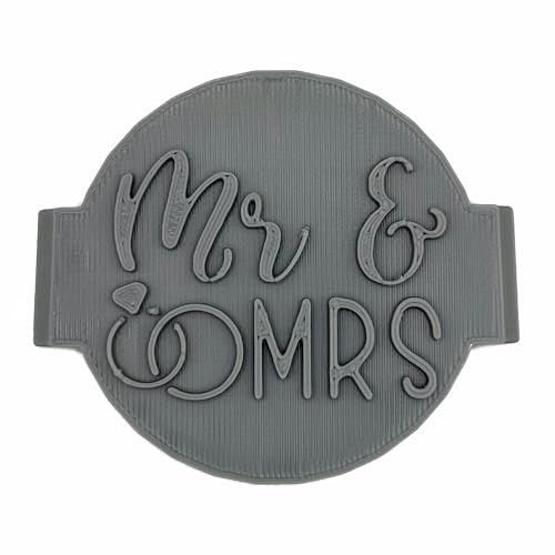Mr & Mrs Cookie Stamp Fondant Embosser 6cm (2.36 inches) for Baking, Icing, Fondant, Biscuits, Cookie, Cupcake, Decoration - Made in UK - The Cookie Factory