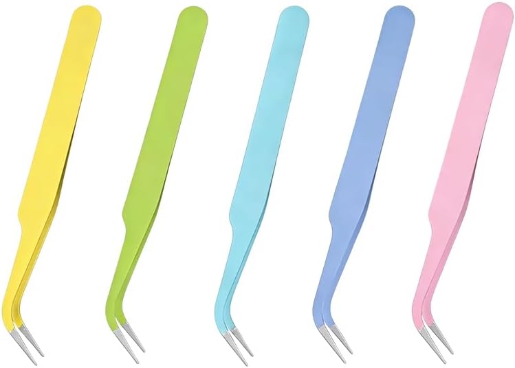 5 Pcs Curved Craft Sticker Tweezers