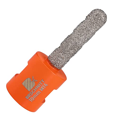 Diamond Finger Milling Bits,BRSCHNITT 10mm Dry Core Drill Bit with M14 thread for Enlarging Shaping Existing Holes of Porcelain Tile Ceramic Marble Granite Countertop