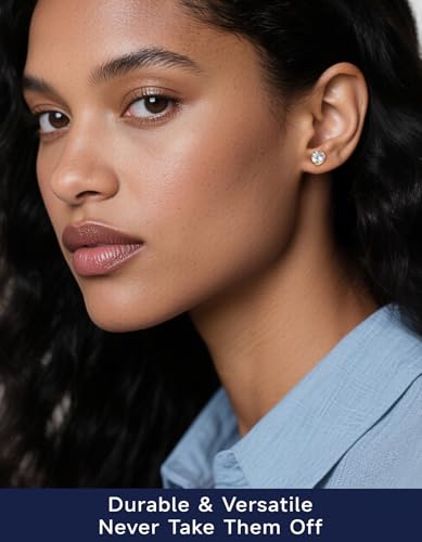 MomentWish Stud Earrings for Women, Moissanite Earrings for Women, 14K White/Rose/Yellow Gold Plated 925 Sterling Silver Studs Anniversary Birthday Christmas Gift for Wife Mom Girlfriend2