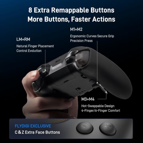 Image of FLYDIGI Vader 5 Pro PC Controller, FORCEFLEX Joysticks, 3ms Low Latency | FORCESWITCH Triggers, 8 Remappable Buttons, Triggers & Grips 4-Motor Vibration, 1000mAh Battery, 3 Connection Methods