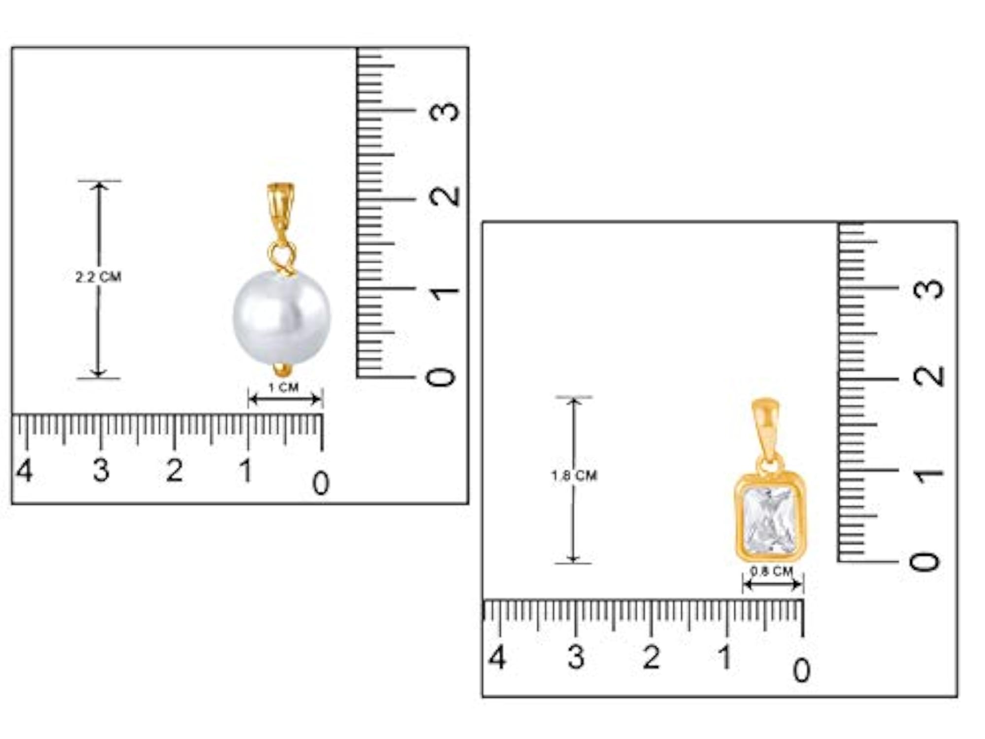Gold Plated Cubic Zircon Rectangular Solitaire Pendant with Chain