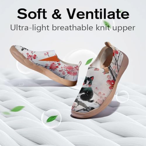 Women's Fashion Sneaker Ladies Travel Shoes Cat Painted Knit Slip On Loafers2