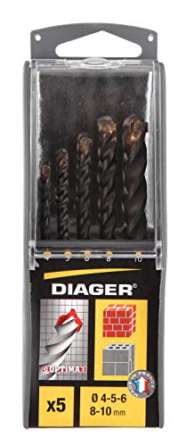 Diager 263B Coffret solo de 5 brocas para hormigón monobloque Optima, Negro