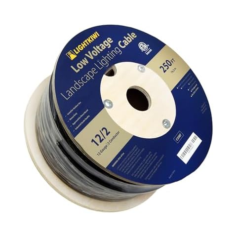 LIGHTKIWI 12/2 Low Voltage Landscape Wire - 250 Feet - Weatherproof Outdoor Underground Direct Burial Stranded Cable for Spotlight, Pathway Lighting and More - ETL Listed Cover