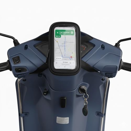 Image of Universal Mobile Holder /Stand /Mount Pouch for Scooters & Scooty (Honda Dio Compatible) | Waterproof Touch Screen Mobile Holder for Bike & Scooter Handlebar