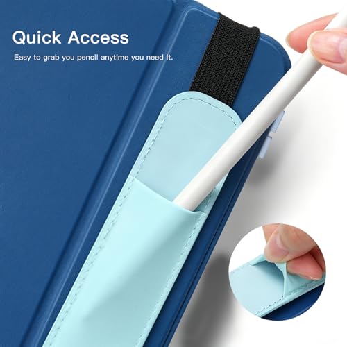 Image of MoKo Pencil Case Holder Fit The Apple Pencil (Pro and USB-C and 1st and 2nd Gen), Detachable Elastic Pocket for Stylus Pen with Elastic Band Attached to iPad Case, Sky Blue