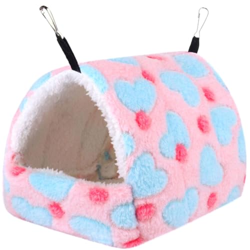 BESPORTBLE Maison Suspendue pour Hamster 16x13x16 Cm, Hamac D’Hiver Chaud pour Petits Animaux, Lit Suspendu avec Crochet, Niche Cosy pour Cobayes et Rongeurs, Fourniture Animalier Hiver