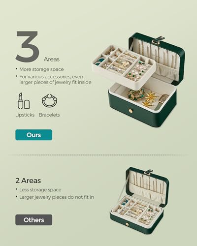 Image of SONGMICS Travel Jewelry Organizer, 2-Layer Portable Jewelry Box Case