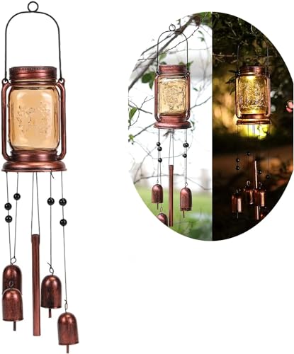 Vcdsoy Solar Wind Chime For Outside- Halloween Solar Mason Jar Wind Chime cover