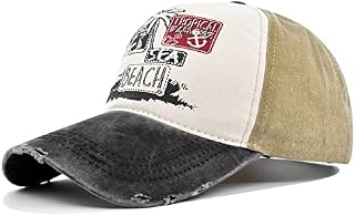 YULOONG Summer Baseball Cap Vintage Trucker Cap Washed Denim Beach Pattern Outdoor Sun Hat 100% Cotton for Man Women