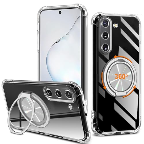 Compatible for Samsung Galaxy Note 10 Phone Case, 360° Rotatable Ring Holder Kickstand [Non Yellowing] Transparent 4 Corners Shockproof Protective Cover Case for Samsung Galaxy Note 10 - Crystal Clear