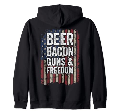 ARMAS DE BACON DE CERVEZA Y LIBERTAD - Funny USA BBQ Beinking - EN LA PARTE DESPUESTA Sudadera con Capucha