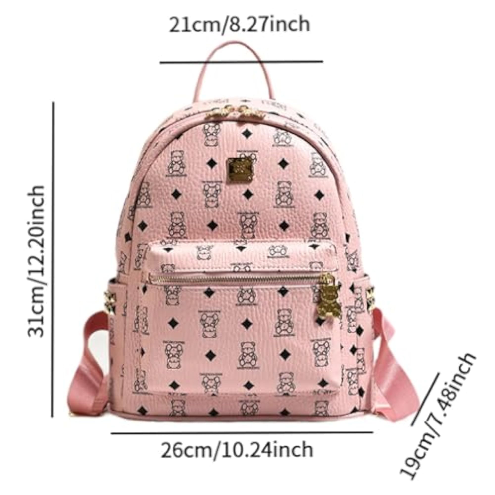 Cartoon Bears Printed Women Backpack for Hiking & Holidays