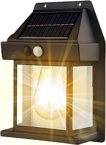 OVIARA Tungsten Bulb LED Solar Outdoor Garden Wall Light with Sensor Wireless Ip65 Solar Wall lamp-Warm