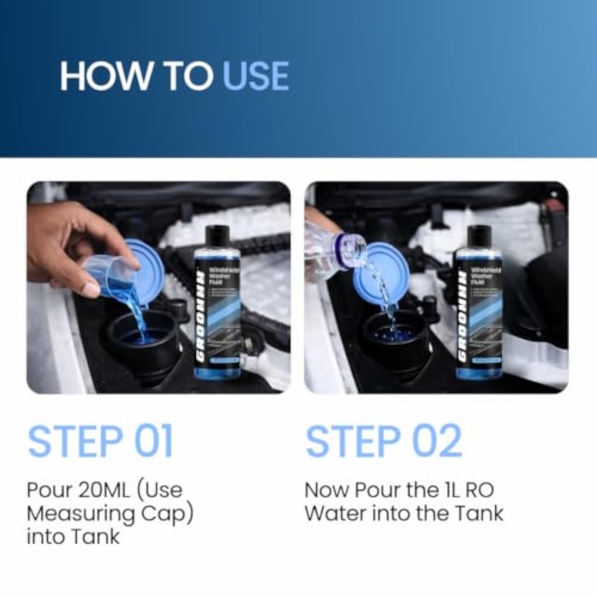 Windshield Washer Fluid & Tyre Polish Combo with Applicator Pad