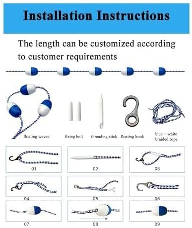 スイミングプール安全ロープフロートキット、ブイボール付きナイロンロープ、プールの安全のための視認性の高いスイムレーンディバイダー、長