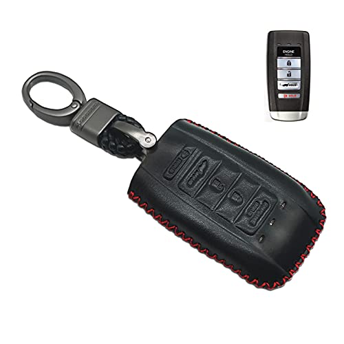 MECHCOS Compatible with fit for 2014-2019 Acura MDX RDX RLX ILX TLX-with Engine Hold KR537924100 KR580399900 Smart Leather Case Key Fob Cover Keyless Car Remote Holder
