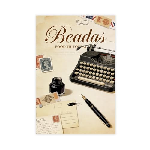 Beadas Retro Typing Kit Vintage Typewriter, Inkwell & Stamped Correspondence