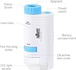 200x Zoom Portable Microscope Pocket Handheld Mini Microscope with LED Light High Definition for Students Learning Education Exploring Microbiological Observation Preschool Study Educational Tool,Blue