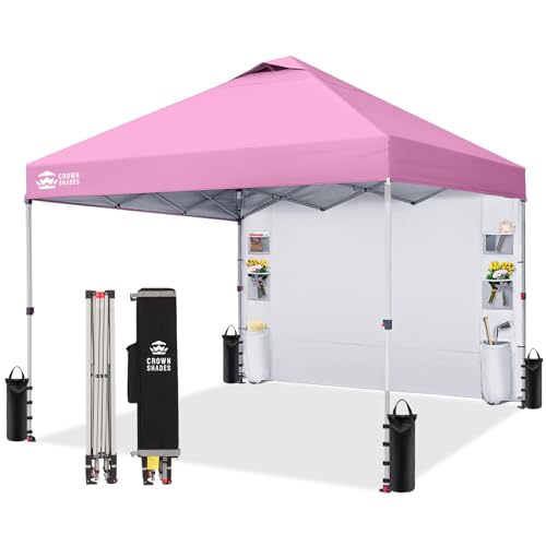 Image of CROWN SHADES Canopy Tent 10x10 Pop Up Canopy with Side Pockets, Pink