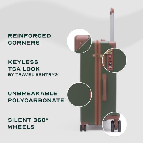 Image of Assembly Vintage 20 Inch (55cm) Cabin Trolley Bag Hard Shell Polycarbonate Suitcase Retro Classic Design with TSA Lock 8 Spinner Wheels Carry On Luggage