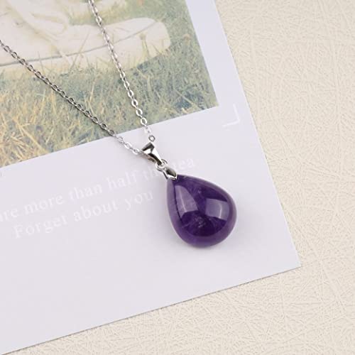 Gavu Teardrop Healing Amethyst Crystal Necklace #TOP4