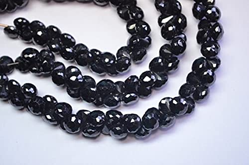 Spinelle noire oignon perles facettées 8mm pierre naturelle bijouterie