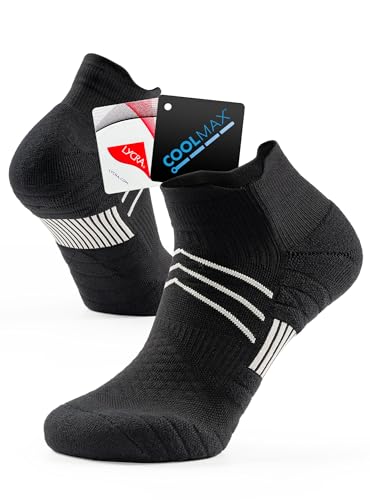 Calcetines Tobilleros Hombre, Calcetines Tobilleros Mujer, Calcetines Cortos Antiampollas 35-38 39-42 Transpirables Soporte del arco, Ideales para Deporte, Running, Ciclismo, Trekking - Negro