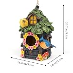Wooden Bird House,Garden Bird House with Decorative Wooden Roof 14.7 x 14 x 20 cm House for Birds Nesting Box,Bird House for Balcony and Garden, Art Hanging Bird House Garden Decoration – Bild 2