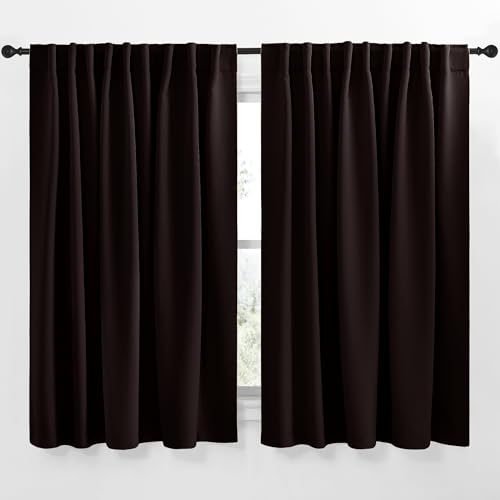 NICETOWN Blackout Window Curtains for Camper - (Toffee Brown Color) 34x48 Inch, 2 Panels Set, Thermal Insulated Room Darkening Blackout Drapes/Draperies with Rod Pocket & Back Tab for Loft