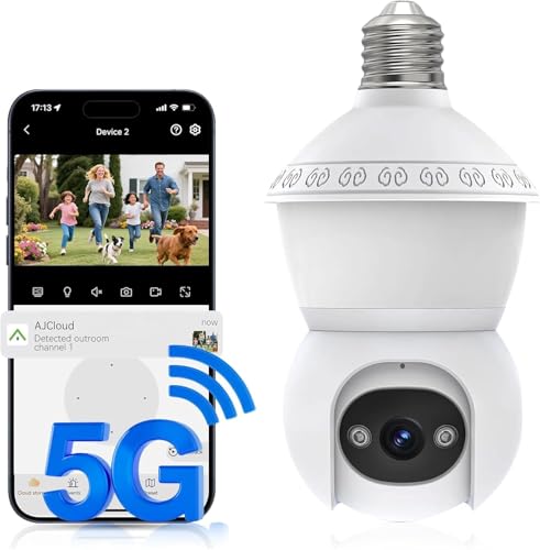 Image of Light Bulb Security Camera, 5G /2.4GHz WiFi Lightbulb Cameras Outdoor for Home Security,2-IN-1 Bulb Security Camera with LED Light E27 Compatible, Smart AI Human Detection,Color Night Vision (1Pack)