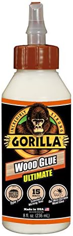 Gorilla Ultimate Waterproof Wood Glue, Natural Wood Color, 8 Ounce (Pack of 1) - Waterproof for Indoor or Outdoor Projects and Repairs