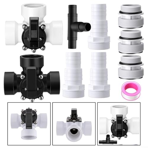 Adattatore per tubo deviatore a 3 vie per piscina, kit adattatore per tubo flessibile con valvola deviatrice a 3 vie per collegamento senza soluzione di continuità a filtri e pompe per piscina (nero)