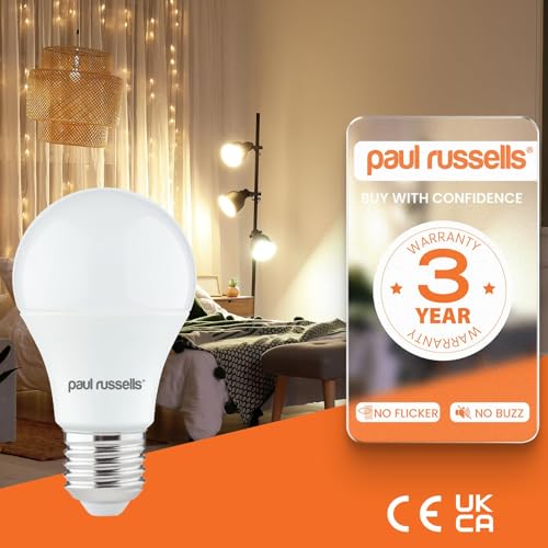 paul russells LED GLS Light Bayonet Cap BC, 60w Equivalent, 8watt 806LM LED Bulbs, 6500K Daylight Lamp, Classic Frosted A60 Standard B22 Energy Saving Non-Dimmable Large Globe Lightbulbs, Pack of 1 - Image 4